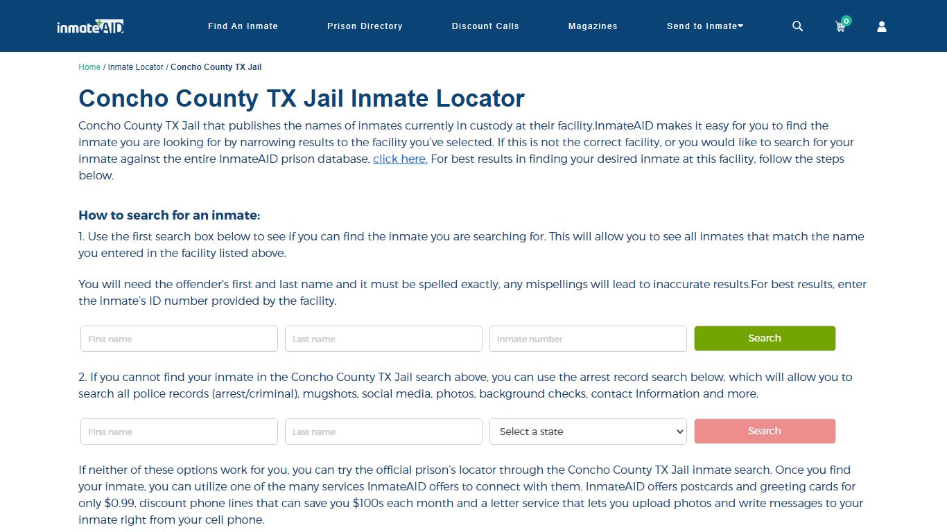 Concho County TX Jail Inmate Locator